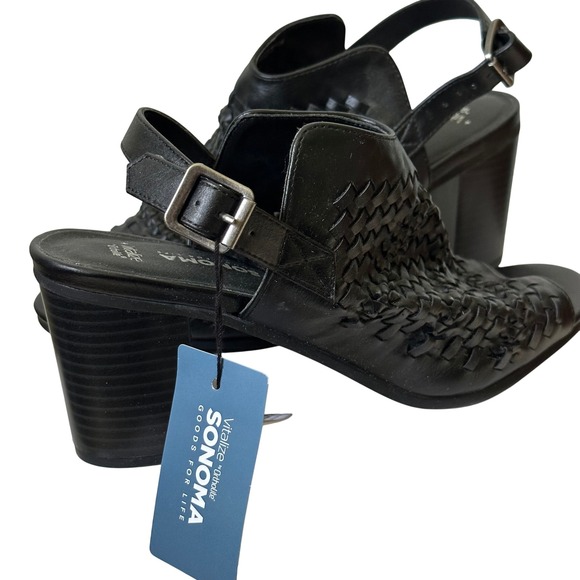 Sonoma Shoes - Sonoma Goods‎ For Life Women's Black Woven Open Toe Slingback Heeled Sandals